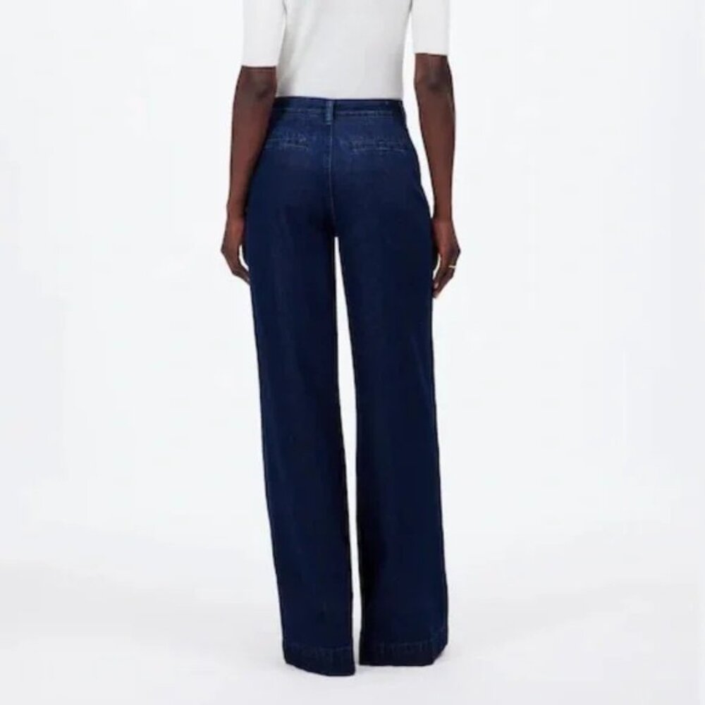Madewell Dark Blue Wide Leg Flare Jeans - Picture 2 of 8